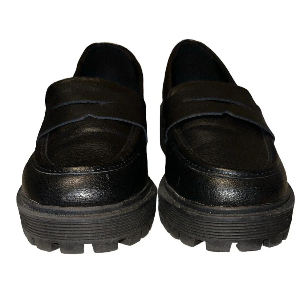 Sincerely Jules Slip On Platform Black Oxford Loafer Shoes Women Size 10M Rocker